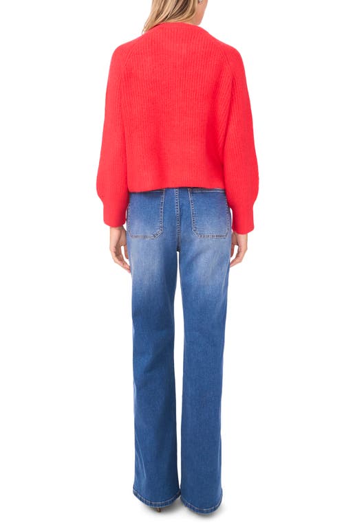 Vince Camuto Saddle Raglan Sleeve Rib Cardigan In Red