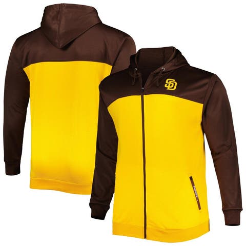 Men's Brown/Gold San Diego Padres Big & Tall Yoke Full-Zip Hoodie