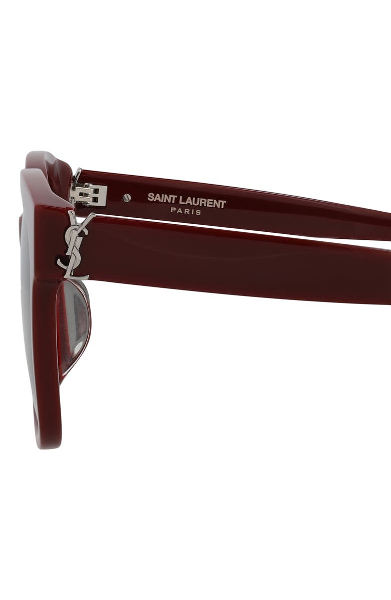 Saint Laurent 55mm Square Sunglasses, Alternate, color, Burgundy Grey