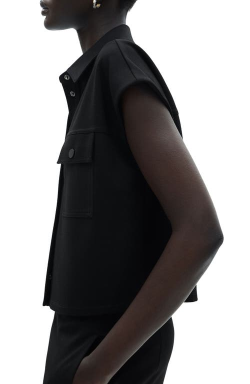 Mango Oversize Snap Front Vest In Black