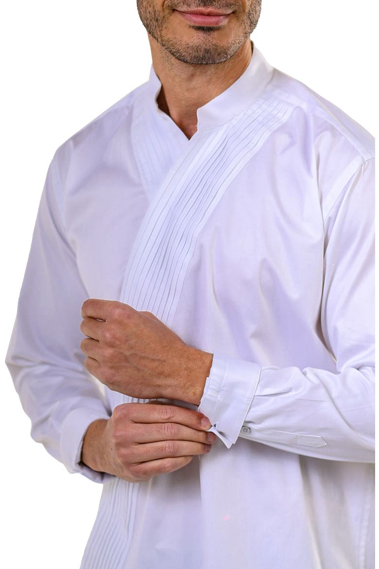 Kymono Asymmetric Pleat Button-Up Shirt, Alternate, color, WHITE