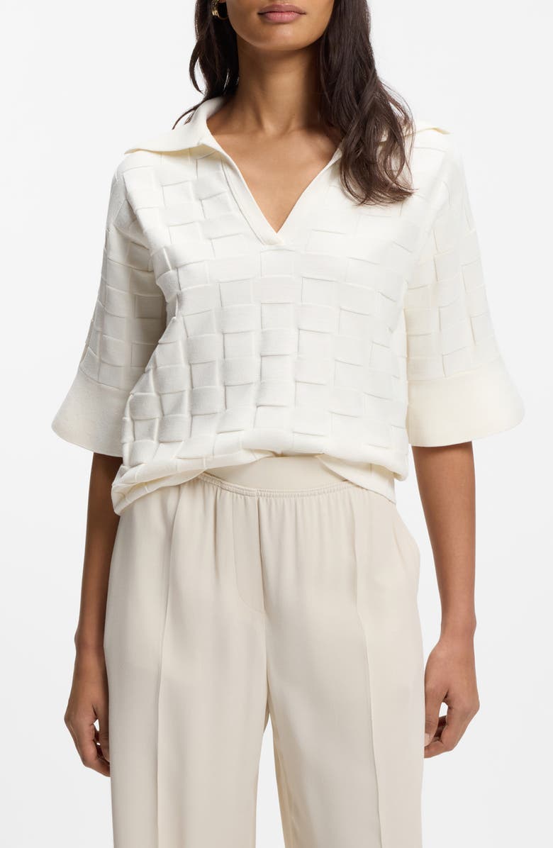 BOSS Fapavero Basket Weave Texture Sweater, Main, color, Soft Cream