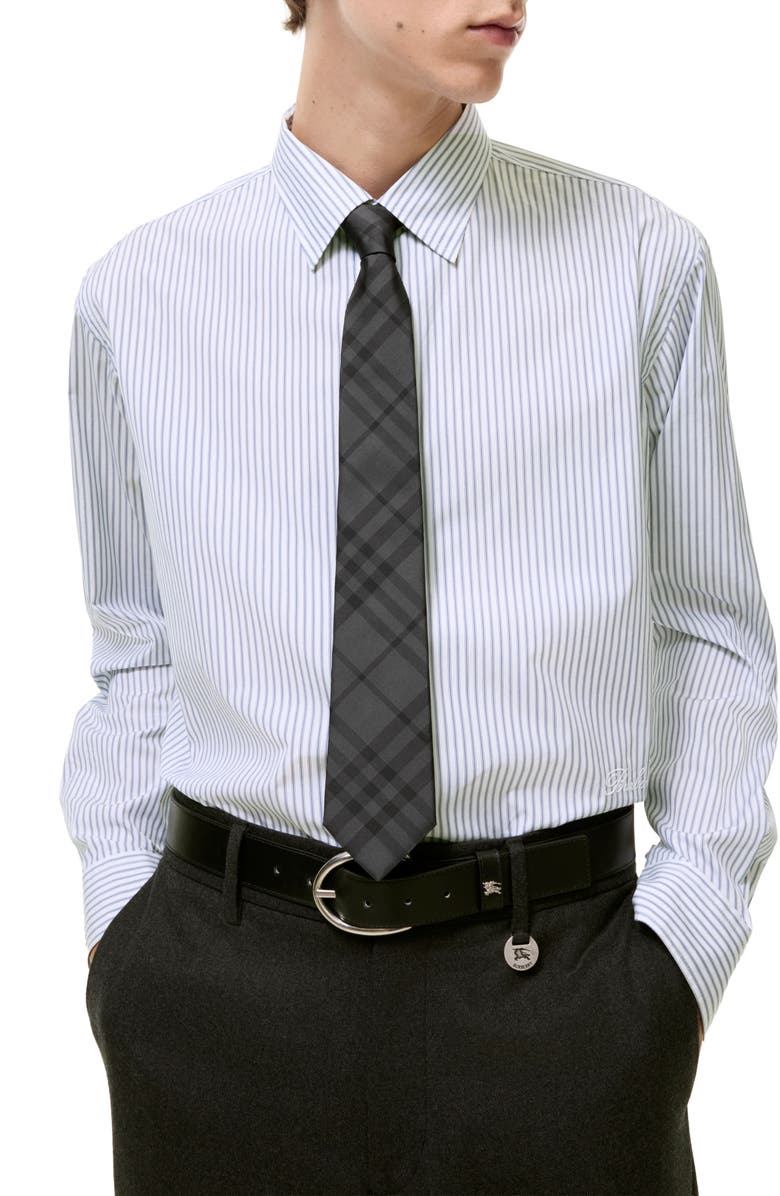 Burberry Manston Check Silk Tie, Alternate, color, Coal Grey Check