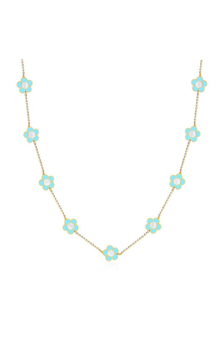 The Lovery Fine Jewelry Turquoise Daisy Necklace, Main, color, Turquoise