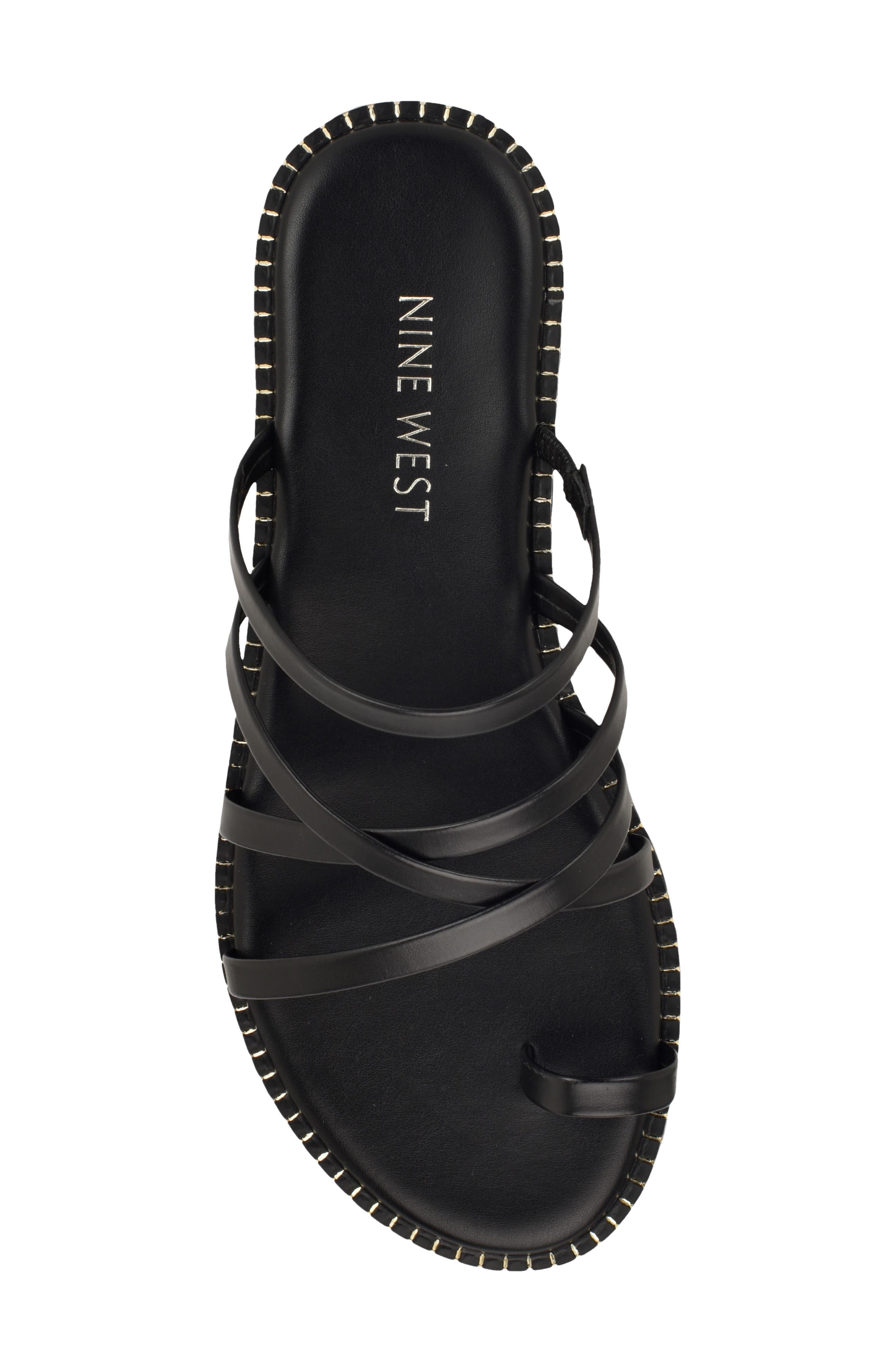 Nine West Digen Toe Loop Sandal, Alternate, color, Black