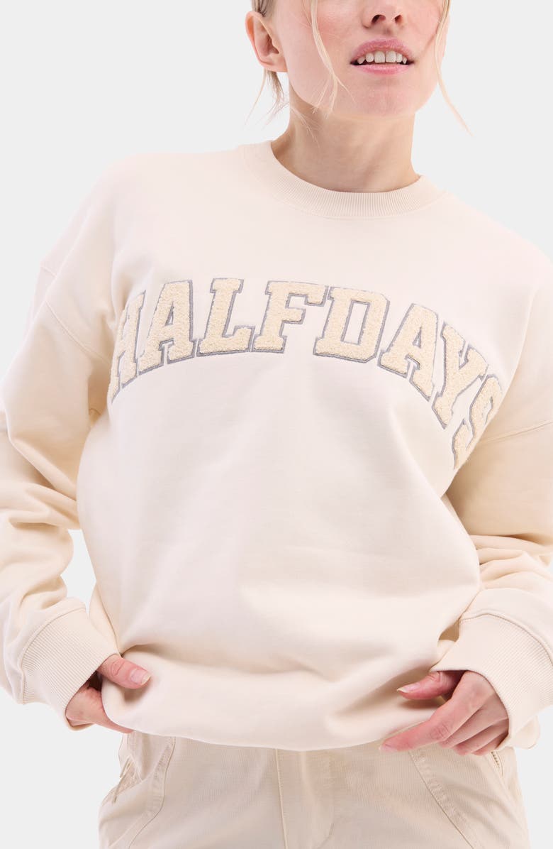 Halfdays Cotton Graphic Sweatshirt, Main, color, Oatmilk