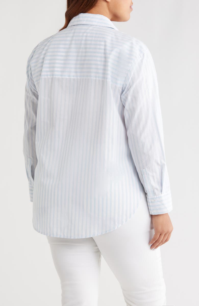 Anne Klein Stripe Woven Shirt, Alternate, color, Opal Blue Multi