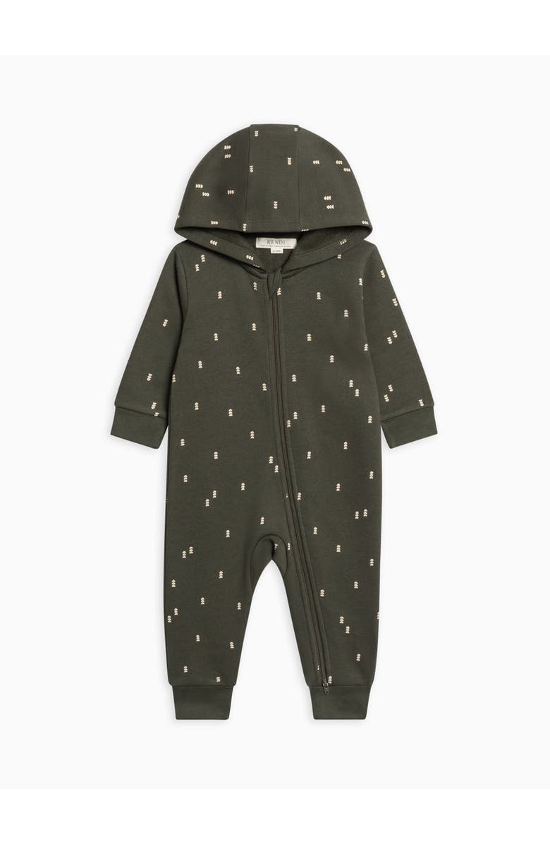 Kendi Greer Fleece Hooded Zipper Romper, Alternate, color, Bent / Pine