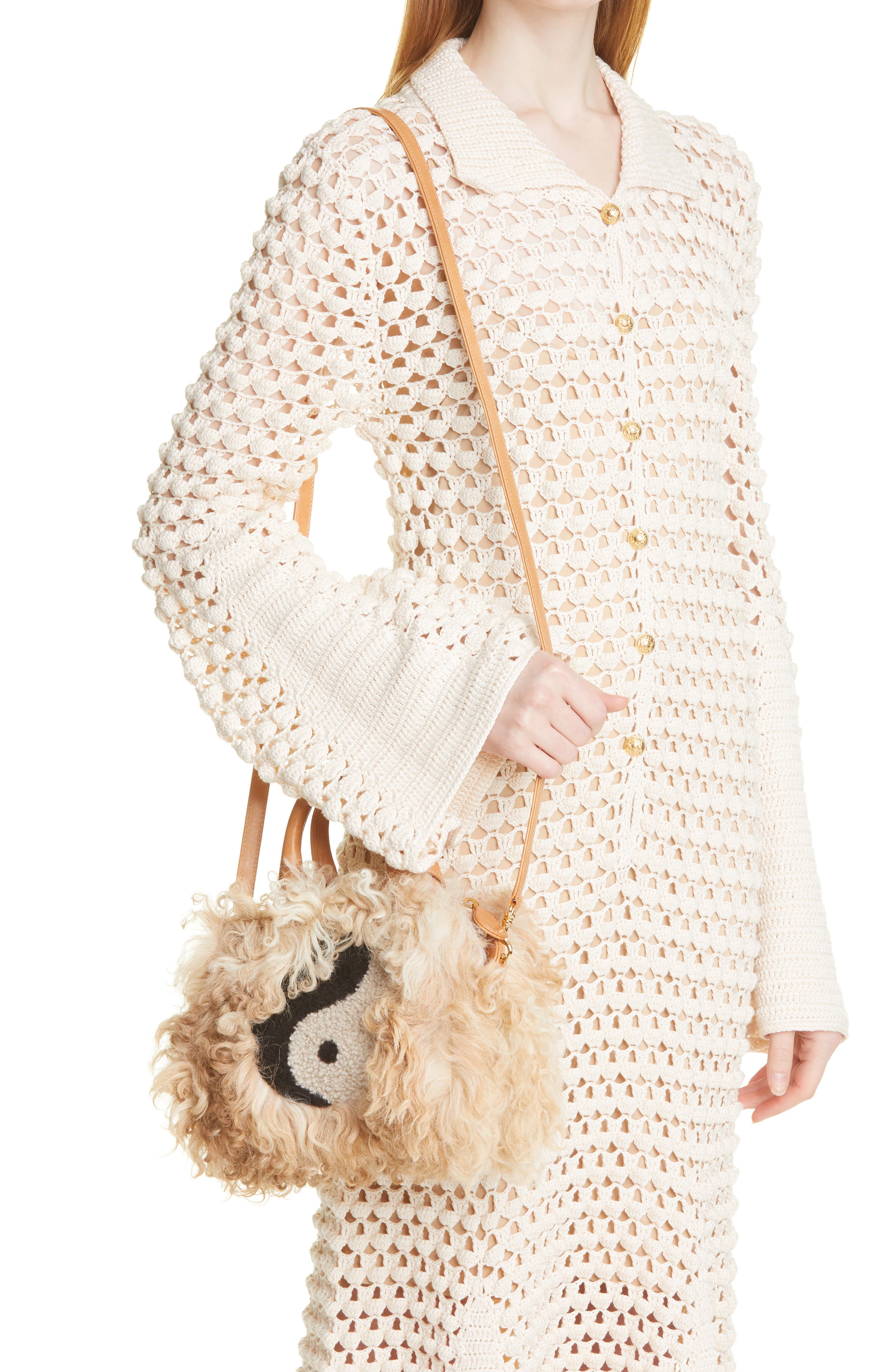 Brother Vellies Mini Island Genuine Shearling Top Handle Bag, Alternate, color, 