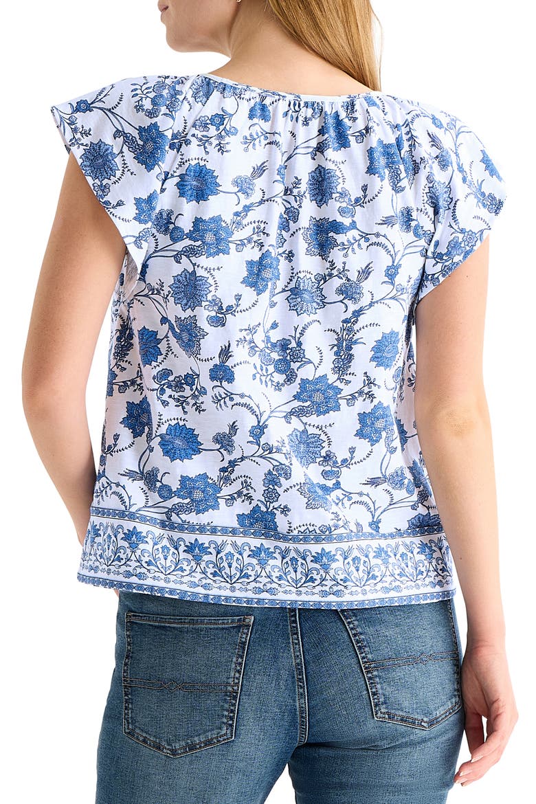 Mix Media Ruffle Top, Alternate, color, BLUE MULTI