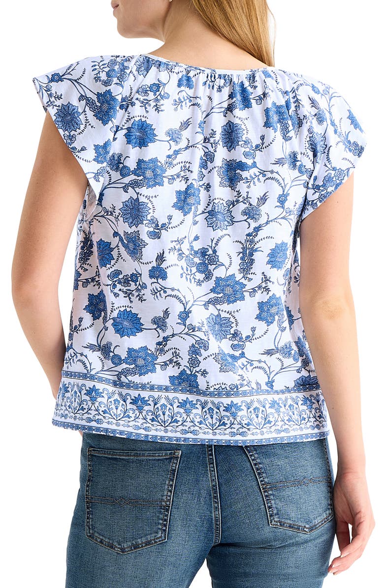 Lucky Brand Mix Media Ruffle Top, Alternate, color, Blue Multi