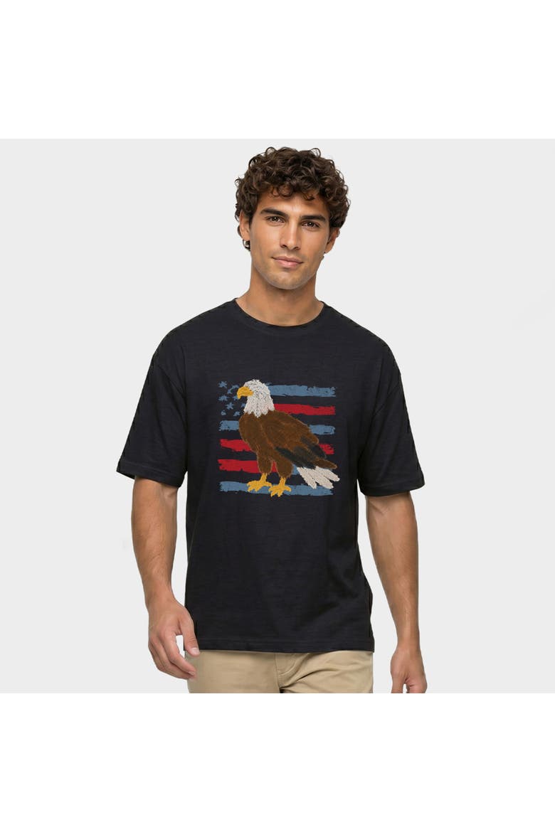 Bald Eagle Patriotic Flag Garment Dyed T-Shirt, Alternate, color, Black