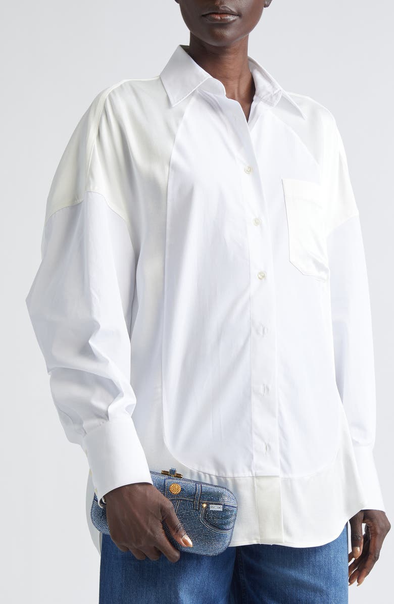 JUDITH LEIBER COUTURE Slide Jeans Crystal Embellished Clutch, Alternate, color, Champagne Denim Blue Multi