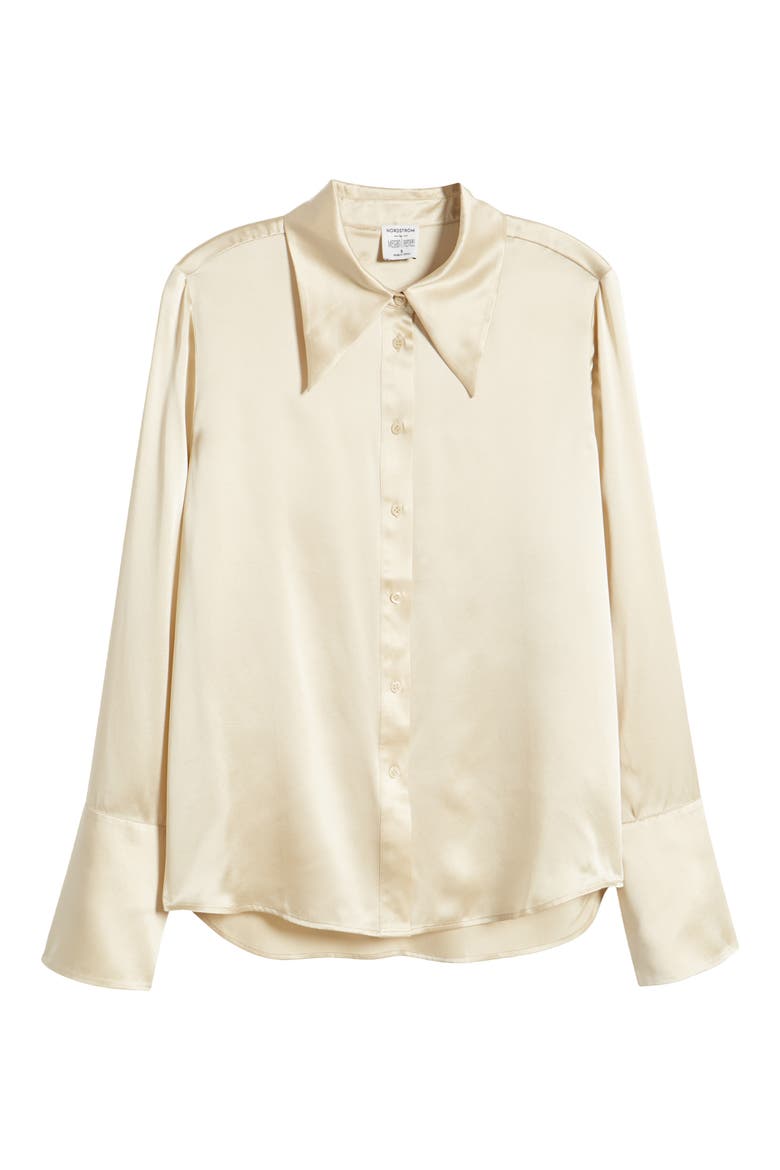 Megan Renee Silk Button-Up Shirt, Alternate, color, BEIGE BURNT
