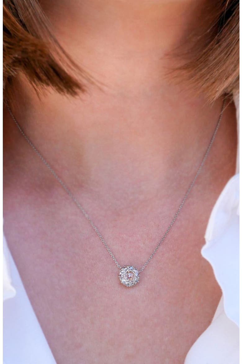 Rose Cut Diamond Pendant Necklace, Alternate, color, 18K WG