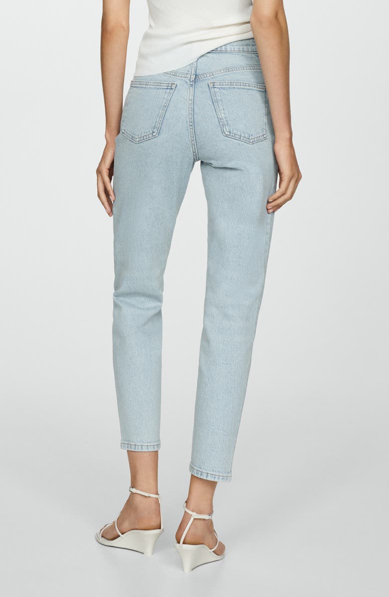 MANGO Comfort High Waist Mom Jeans, Alternate, color, Bleach Blue