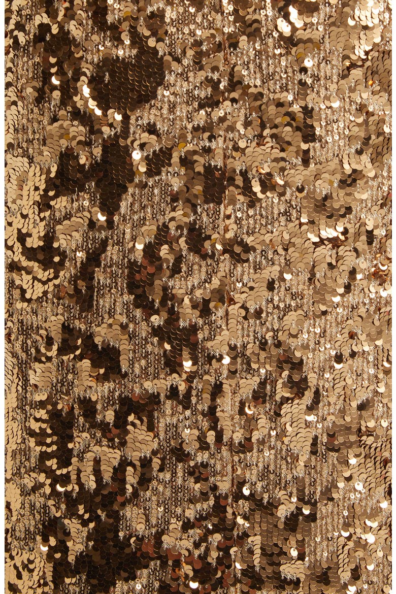 Sabrina Stretch Sequin One Shoulder Long Sleeve Gown, Alternate, color, COPPER