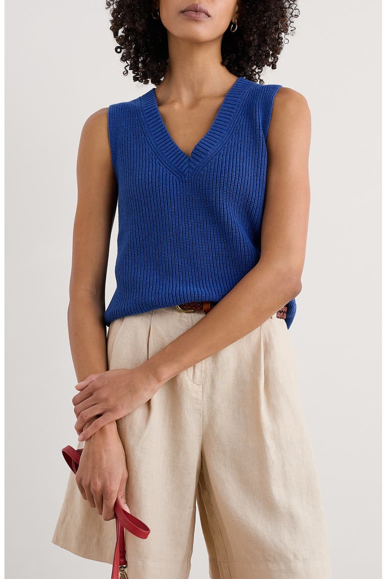 Lookout Point Sweater Vest, Main, color, KNIT MELANGE BRIGHT MARINE