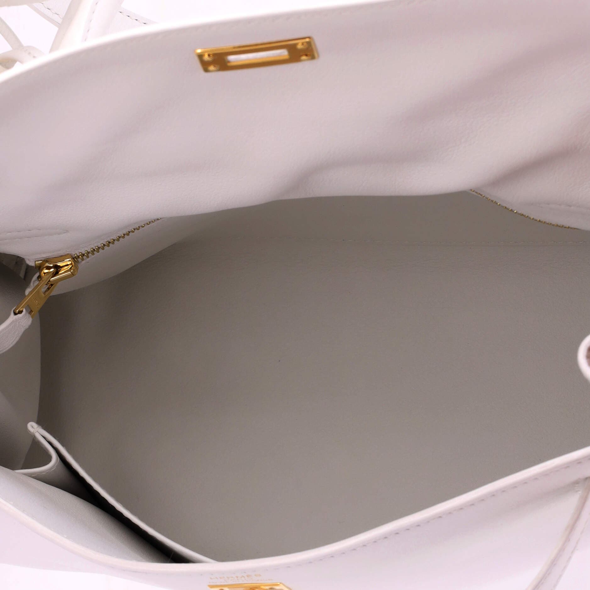 Pre-Owned Hermes Kelly Handbag White Swift with Gold Hardware 25, Alternate, color, New White