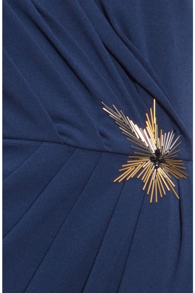 Beaded One Shoulder Jersey Dress, Alternate, color, NAVY