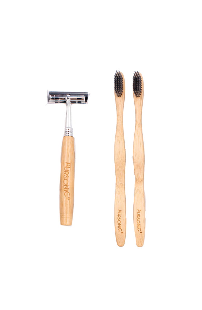 PURSONIC Eco Friendly Razor & Toothbrushes Combo Pack, Alternate, color, Multicolor