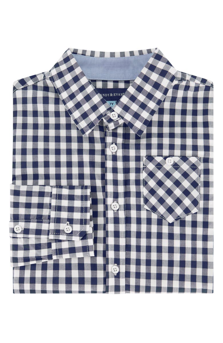 Andy & Evan Check Sport Shirt, Main, color, Navy