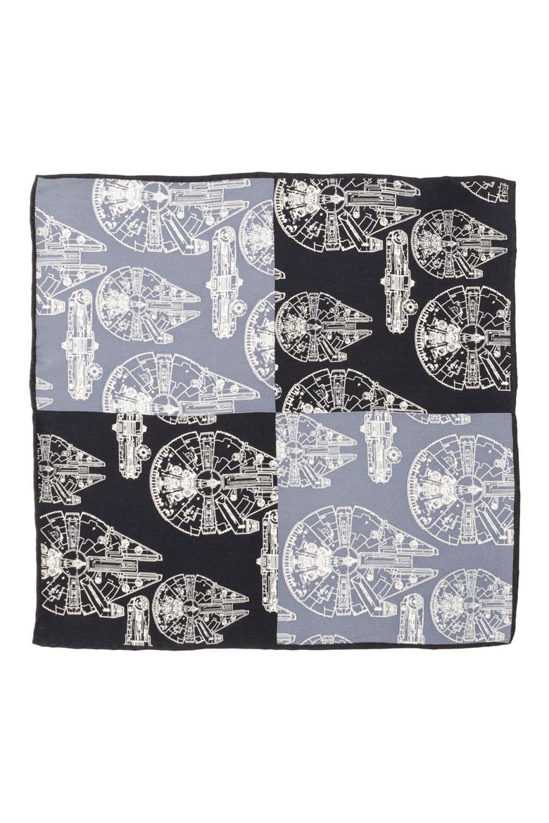 Star Wars™ - Millennium Falcon Silk Pocket Square, Alternate, color, BLUE