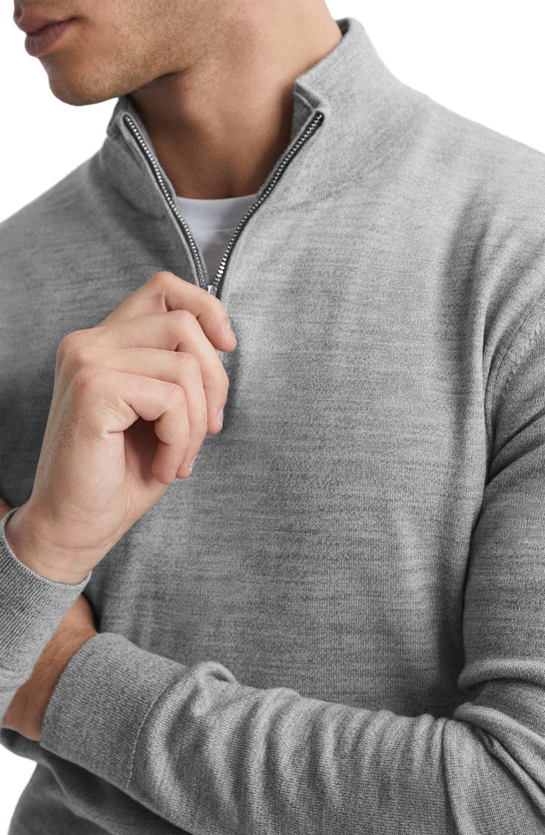 Reiss Blackhall Wool Quarter Zip Pullover, Alternate, color, Soft Grey Mouline