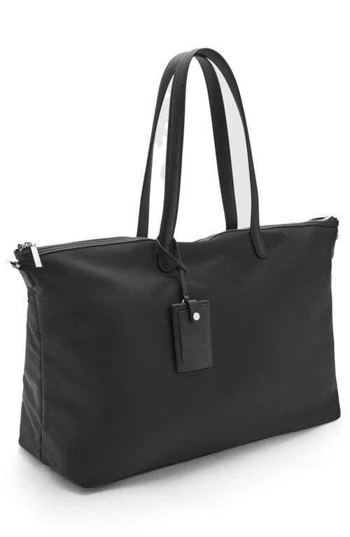 Mango Large Nylon Shopper Tote In Black