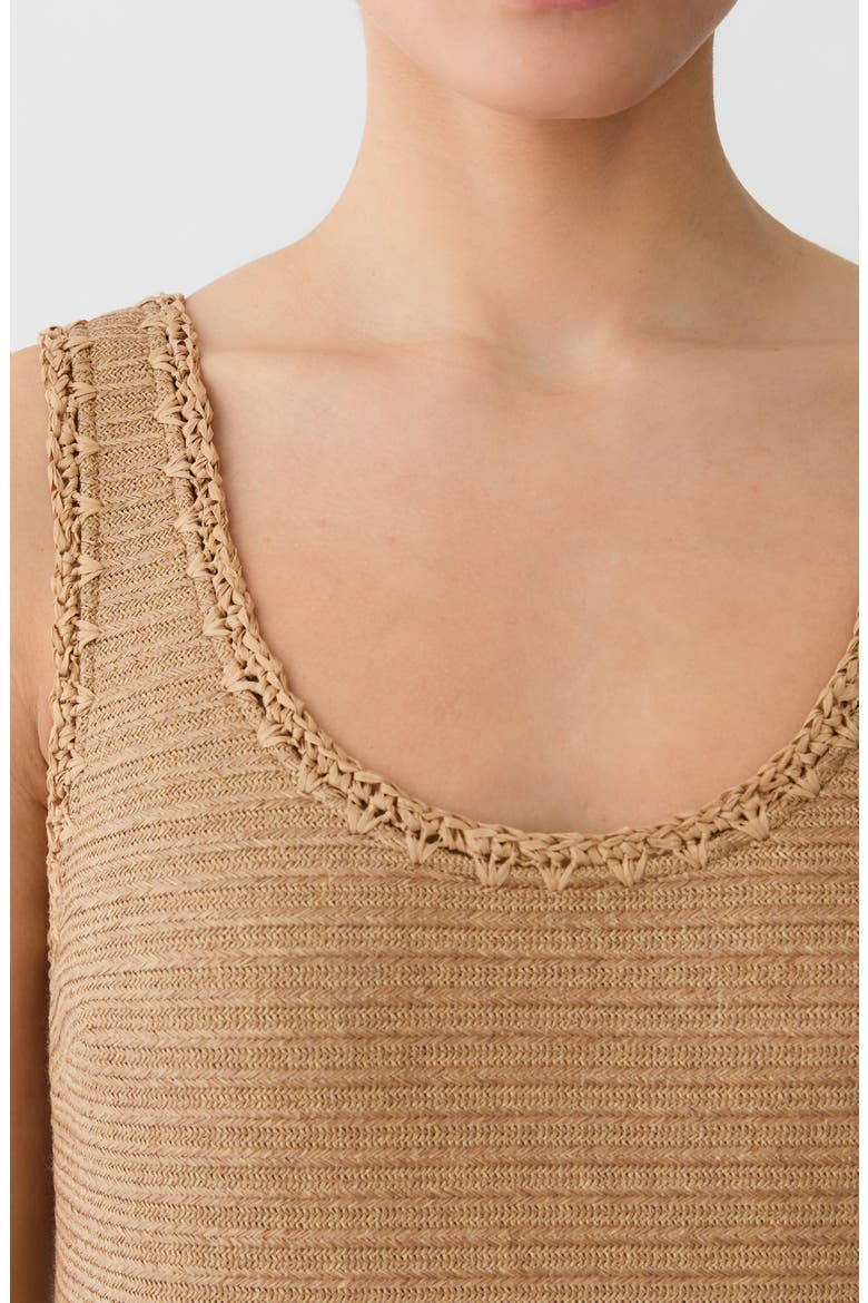 Floral Appliqué Raffia Effect Tank Dress, Alternate, color, TEAK