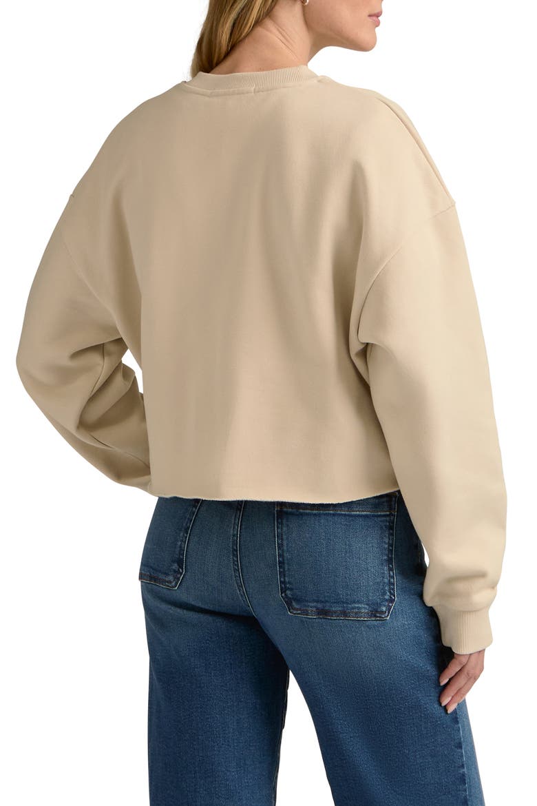 Cropped Collegiate Sweatshirt, Alternate, color, FRENCH OAK/ SNOW WHITE