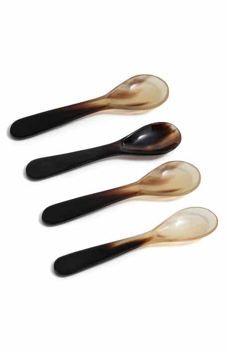 Set of 4 Horn Condiment & Caviar Spoons