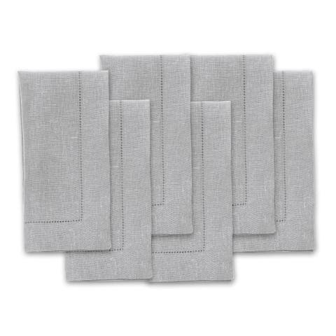 Linen Dinner Napkins - Classic Hemstitch - Set of 6, 20" x 20"