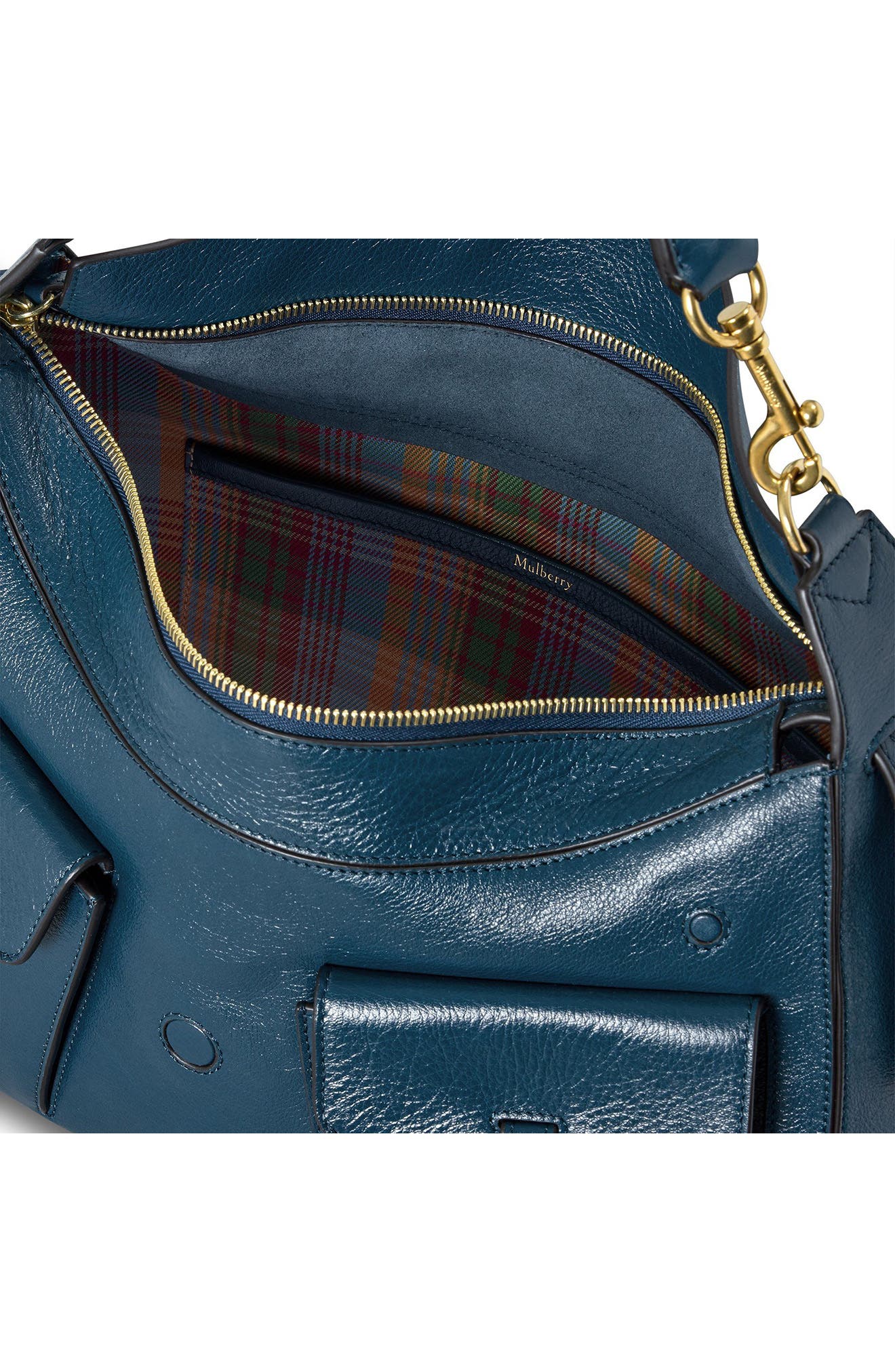 Roxanne High Shine Leather Shoulder Bag, Alternate, color, OUT OF THE BLUE