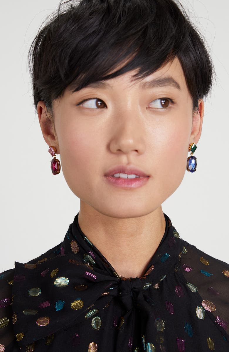 Kate Spade New York mismatched crystal drop earrings, Alternate, color, 