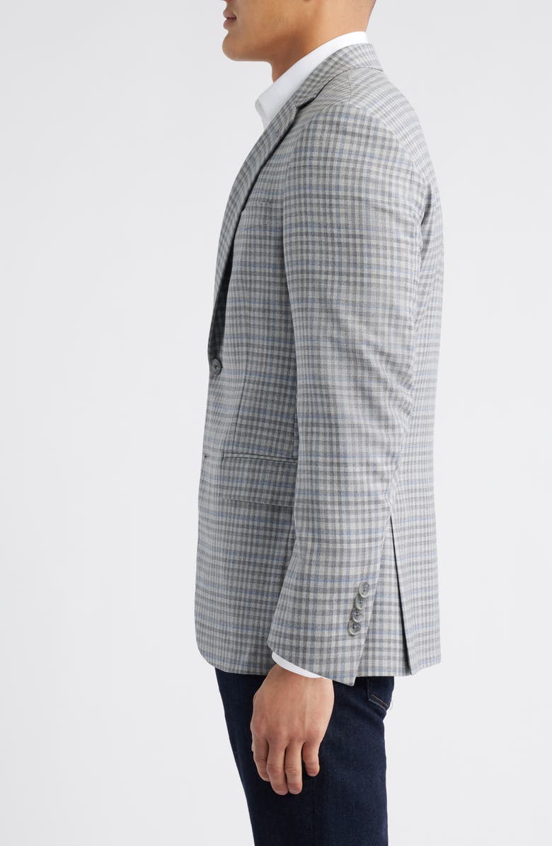 Peter Millar Flynn Classic Fit Check Wool Spoprt Coat, Alternate, color, Light Grey