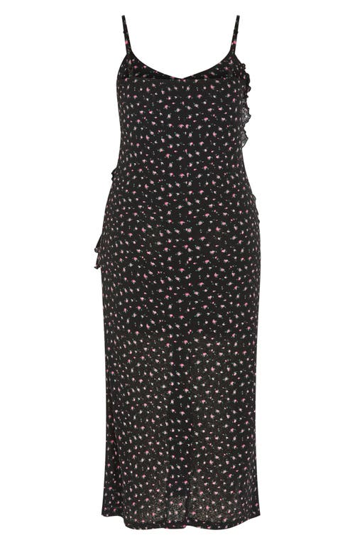 City Chic Shelby Print Maxi Dress In Black Rosebud