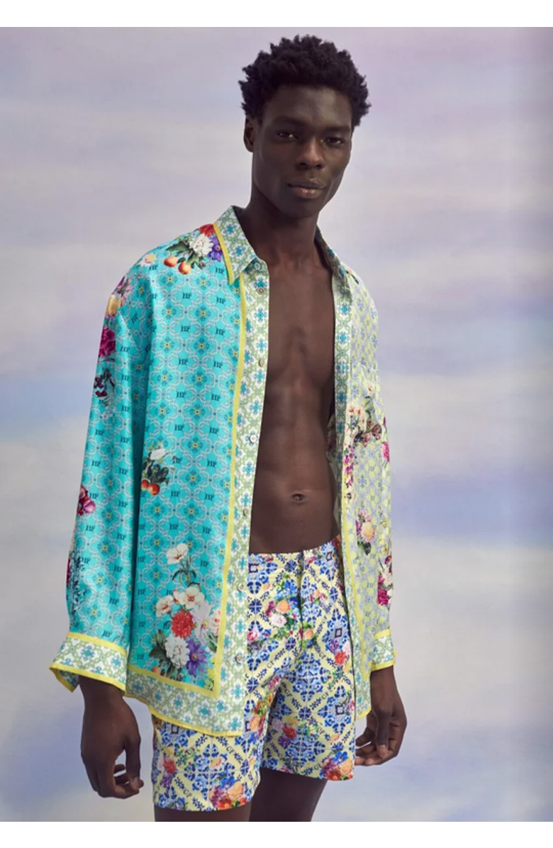 Hotel Franks By Camilla Long Sleeve Oversized Shirt Gardens Of Queluz, Main, color, 