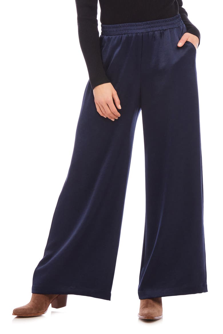 Satin Wide Leg Pants, Main, color, NAVY