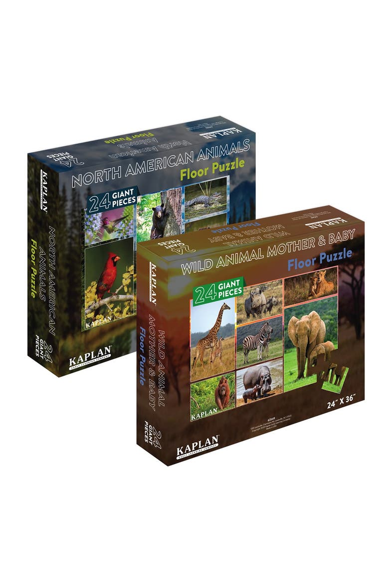 Wild and North American Animals Floor Puzzles - Set of 2, Main, color, Multicolor