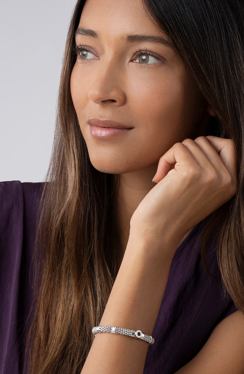 LAGOS Enso Boxed Circle Station Caviar Rope Bracelet, Alternate, color, Sterling Silver