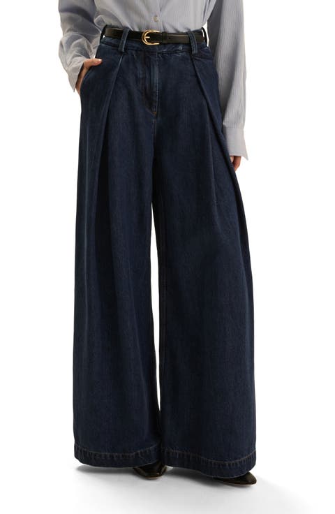 The Petite Pleats High Waist Wide Leg Jeans