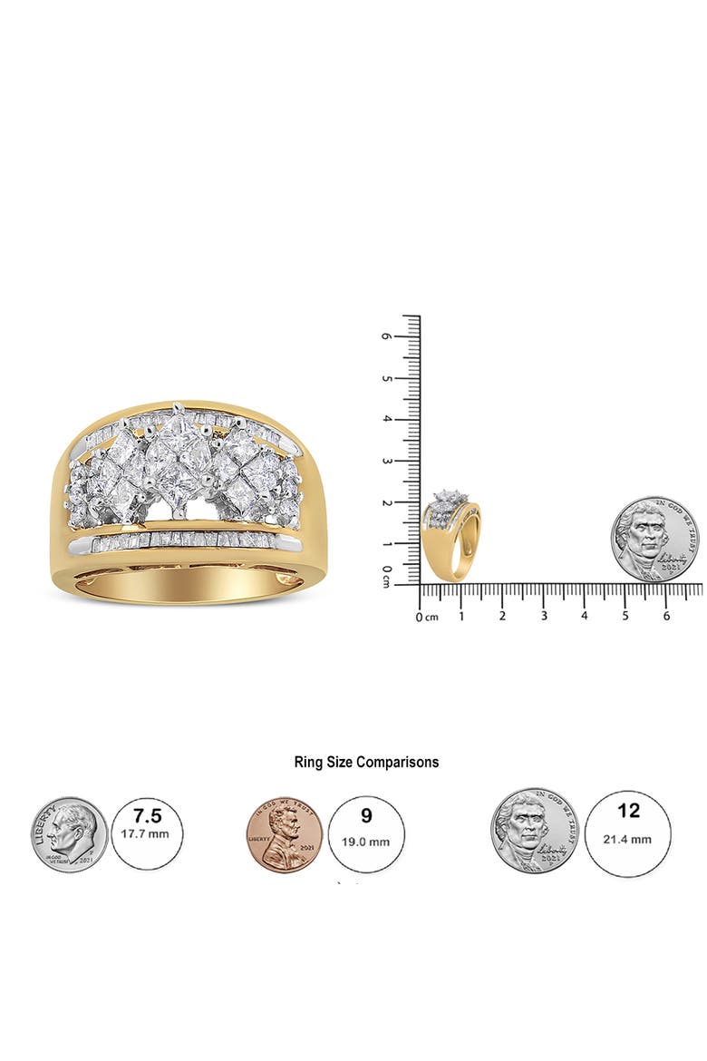 10K Gold 1 1/2 Cttw Pear Shaped 3 Stone Style Diamond Ring Band, Alternate, color, Yellow
