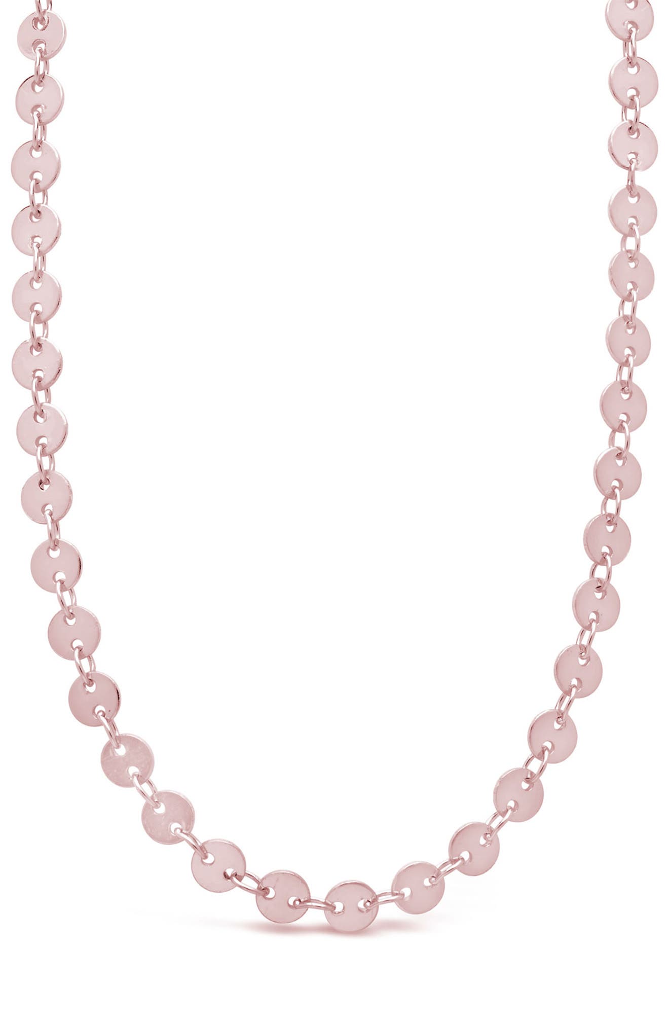 14K Rose Gold Plated Brass Disk Linked Necklace