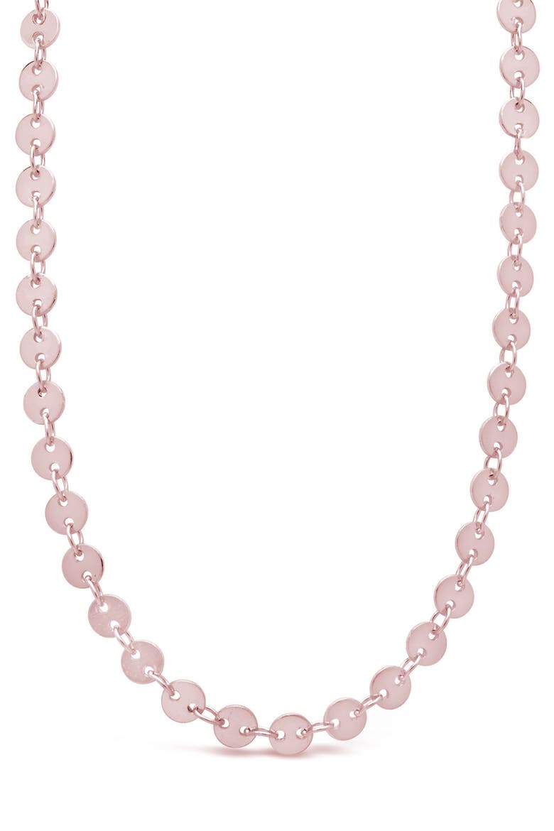 14K Rose Gold Plated Brass Disk Linked Necklace, Main, color, ROSE GOLD