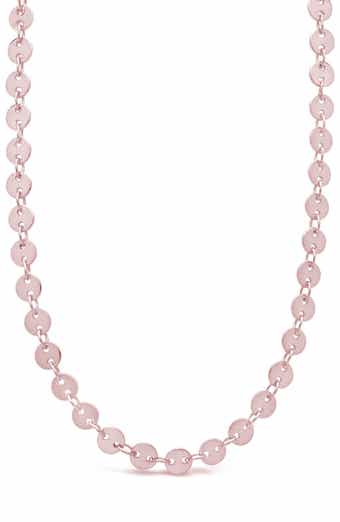 14K Rose Gold Plated Brass Disk Linked Necklace
