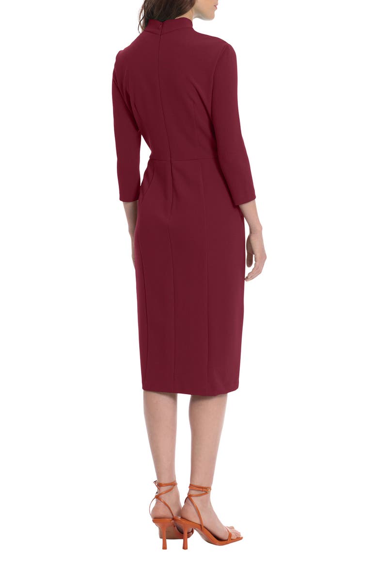 Crepe Three-Quarter Sleeve Sheath Dress, Alternate, color, ARRESTING BURGUNDY