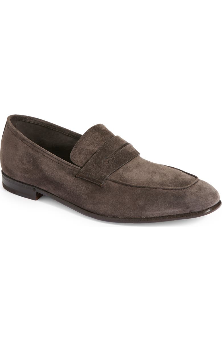 ZEGNA L'Asola Suede Penny Loafer, Main, color,