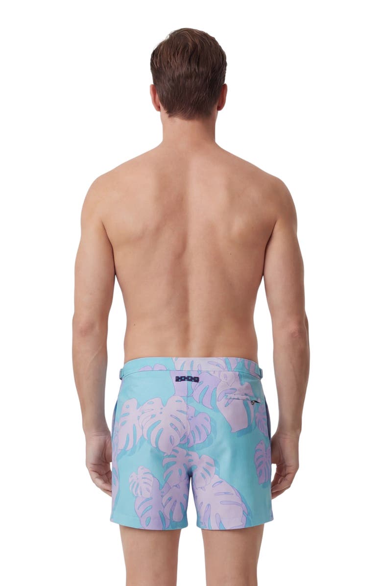 Lords of Harlech Monstera Floral Mens Tailored Swim Short, Alternate, color, Monstera Floral Teal
