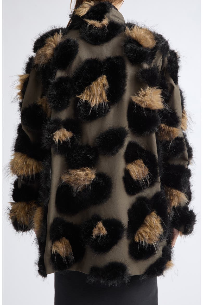 Leopard Faux Fur Jacket, Alternate, color, DARK KHAKI